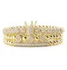 3pcsset Luxus Gold Perlen Royal King Crown Würfel Charm CZ Ball Armband Mode Armbänder für Männer Schmuck 2089037