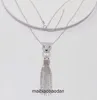 Cartre high -end sieraden kettingen voor dames zilveren luipaard kopje kwaststijl ontwerp trui ketting origineel 1: 1 met echt logo en doos