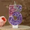 Candele numero 8 Candele Decorazione per torta per ragazze Cancelle di compleanno Candele Glitter Principessa Crown Numero Candela Happy Birthday Party Forniture D240429