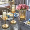 Candles 1pc Golden Glass Candle Holders for Pillar Candle Candlestick for Dining Coffee Table Wedding Events Parties Home Decor