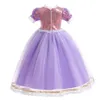 Girl Rapunzel Dress for Kid Halloween Princess Cosplay Costume for Birthday Party Gift Purple Sequins Mesh Clothing 240504