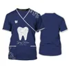 T-shirt 3D T-shirt dentaire T-shirt Coup Graphic Coust Men dentiste Femme T-shirt Infirmière Travail Uniforme 240428
