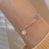 Strand kralen armbanden voor vrouwen meisje overdracht parel jade gelukkig woord bedel armband vriendin elegante legering keten sieraden