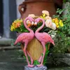 Planters POTS Sweet Par Flamingo Flower Pot Lover Statue Garden Animal Bird Sculpture Decoration Home Outdoor Q240429