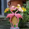 Jardinières Pots Sweet Couple Flamingo Flower Pot Lover Statue Garden Animal Sculpture Décoration Home Outdoor Q240429