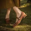 Chaussures habillées rétro confortables talons messages femmes pompes printemps automne vintage mary jane style français orteil carré simple