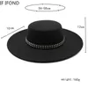 Wide Brim Hats Bucket Hats 2022 High Quality 10CM Wide Brim Fedora Hat Vintage Classic Wool Felt Hats With Belt Decor Panama Black Formal Dress Hat J240429
