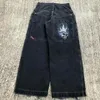 Dżinsy męskie y2k harajuku hip -hop duży wzór workowate czarne spodnie mężczyźni kobiety gotyckie streetstyle mody szerokie spodnie nogi