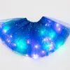 Yomdi Girls tutu jupes avec néon LED Light Glow Princess Ballet Stage Dance Short Dress Kids Fairy Miniskirt Birthday Cadeaux 240429