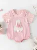 Rompers 2024 Summerbaby Girls Cloths Toddler Bunny One Piece Cute Girls Bodysuit H240509