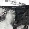 New Purple brand elastic edged shorts with irregular American perforated denim shorts