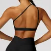 Bras Ladies Sports BH Sexig One Shoulder Vacker Back High Support Impact Top Sports Underwear Running Fitness Workout Gym Bra Y240426