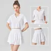 Women's Tracksuits UPF 50+ Outdoor and Tennis Short Slve Shirt and Skirt 2 Piece Set Cool Fl New Fashion Polo Collar Sets for Women Y240426
