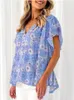 Camicette da donna magliette da donna camicette in stile estivo camicette lady casual cornio corti slve golfele collare camicette stampate tops y240426