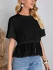 Women's Blouses Shirts Summer Fashion O Neck Short Slve T Shirts Women Basic O Neck Short Slve Tops Ladies Black Color Knitted Top Y240426
