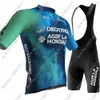 Maillot Ag2r Cicling Jersey Set manica corta Francia Blu Abbigliamento Mans camicie per biciclette per biciclette per biciclette per bavaglini Mtb Wear 240416