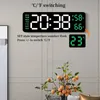 9 Inch Plug-in Use Large Digital Wall Clock Temperature Humidity Week 2 Alarm Auto Dimmer Snooze 12/24H DST Desk LED Alarm Clock 240417