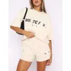 Designer White Women Rastrear Twote Duas Peças Petos Curtos Sorto Capuz Feminino Com capuz com moletom com moletom de camiseta solta