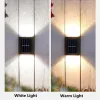 Dekorationen 6 LED Solarlichter im Freien wasserdicht auf und ab leuchtende Beleuchtungswand Lampe Garten Dekor Treppe Zaun Balkon Sonnenlicht Lampen