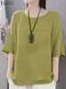 Camicette femminili camicie Zanzea Summer Casual Solid Color Blouse Woman Half Slve Cotton Tunic Tops Female Fashion Beach Beach Chemisze 2023 Y240426