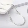 Naszyjniki wiszące srebrne biżuterię Naszyjnik 5 mm pełny bok naszyjnik miedziany wylany srebrnym poszyciem