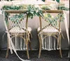 Macrame Düğün Sandalye Dekoru El Yapımı Dokuma Pamuk Kablosu Bohem Gelin ve Damat Sandalyesi Arka Askı Makramı Duvar Asma Dekoratif2981730