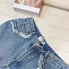 Designer women's jeans Early spring new casual original style fashion letter embroidery high waisted pure cotton distressed denim shorts