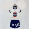 Yeni marka tasarımcısı polo giyim yaz pamuklu yüksek kaliteli çocuk giyim üst düzey moda çocuk spor seti boyutu 90cm-150cm A030