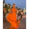 Uma linha laranja árabe aso ebi baile vestidos cristais com miçangas noturna festa formal