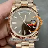 228235 Daydate A2836 VR3255 Automatyczna męska zegarek GMF V3 Rose Gold Brown Diamond Stick Tiar 904L Prezydent Prezydent Bransoletka Super Edition Ta sama karta Zysk ciężar Pureteim