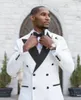 Herrdräkter kostym homme mode för män vit blommor jacka byxor groom bröllop smal passform fest tuxedo blazer 2 bitar