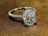 Sparkling luksusowa biżuteria Prawdziwa 925 srebrna srebrna duża owalna cięta biała topaz cz diamentowe kamienie wieczne kobiety Pierdzież ślubna Prezent 2365435