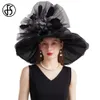 Chapeaux à bord large chapeau seau fs 2024 Femme Kentucky Derby Chapeaux pour femmes Organza Sun Sombrero avec une fleur de fleur en mesh Bride Church Cocktail Fedora Y240426