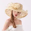 Breda brim hattar kvinnor sommarklänning hatt blad blomma brud dusch sol strand övre redskap