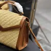 Summer Designer Woven Bag Luxury Cassandra Shoulder Bag Women Grass Woven Handväska 10a Top Quality Beach Bags Tote Crossbody Casual Top Lady Portfölj Bag