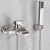 Set mattschwarze Badewanne Wasserhahn Wasserfall Dusche Wasserhahn montiert heißer kaltes Wassermischer für Badezimmer Chrombad Dusche Wasserhahn Wasserhahn