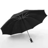 Paraplu's automatische paraplu met reflecterende streep omgekeerde LED -licht Paraplu drie vouwen omgekeerde 10 ribben zonder batterij