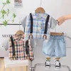 Set di abbigliamento abiti da bambino estate 2024 abiti boutique per bambini per bambini camicie a maniche corte stampate e pantaloncini da due pezzi