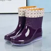 2024 Kvinnor Rain Boots Waterproof Rain Shoes Womens Galoshes Non-Slip Rainshoes Fishing Water Shoes Ladies Waterproof Shoes 240428