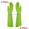 Gants de nettoyage 2 paires de la maison de maison en caoutchouc réutilisable lavage en latex étanche non glissière jardinage de salle de bain