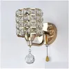 Wandlampe moderne Luxusschlafzimmer Kristalllicht golden polierte Chrom Badezimmer Badezimmer Waschraum.