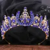 Tiaras 7 kleuren Luxe barokke opaal Crystal Tiara Crown For Women Wedding Party Dress Elegant Queen Bridal Bride Crown Headband