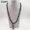 Hangers WT-N1412 WKT 2024 Mooie zwarte AgateAmethystCrystal Quartz Ketting Wedding Women Pendant Sieraden Trend 30 inch