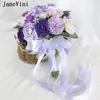 Fleurs de mariage Janevini Lilac Purple Bridal Flower Bouquet Artificial Silk Rose Bouquets Bride Decoration Cintas Para Ramos de Novia