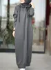Мусульманское платье Женское толстовка Стильные толстые толчки с длинным рукавом макси.