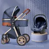 Barnvagnar# ny 3-i-1 baby barnvagn med hög landskap design lätt nyfödd pram chock-absorberande tvåvägs 2-i-1 bekväm 2024 Q240429