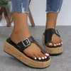 Kadın platform sandalet moda yaz slaytları plaj flip floplar deri toka kalın dip gladyatör sanal terlik sıradan ayakkabılar siyah beyaz boyut 36-43