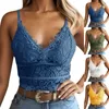 Kobiety damskie Camis damskie swobodne koronkowe paski spaghetti upraw top z niezamkodłodą głęboką głęboką koszulą fe seksowne plecy Slim Fit Blouse Top D240427