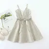Robes de fille bébé filles à rayures en coton en coton tendre robe enfant en bas âge