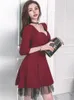 Lässige Kleider Frühling süß süßes Minikleid für Frauen Wein rot niedrig geschnittene Bogen schwarze Mesh kurze Ballkleid Party Prom Nachtclub Sexy Vestidos